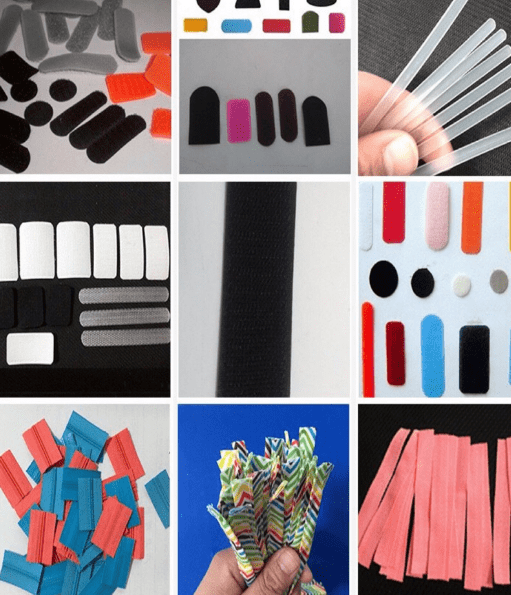 Various hook and loop fasteners in different shapes and colors