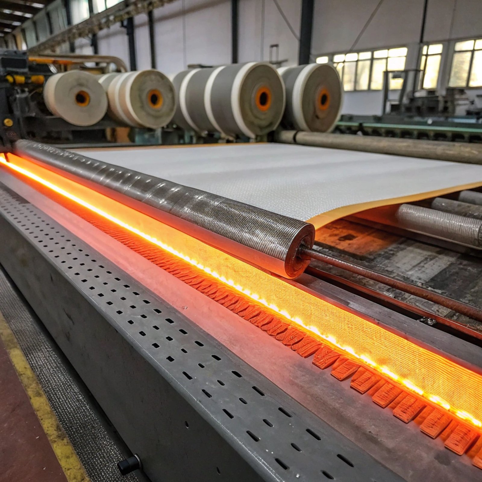 Industrial fabric heat processing machine