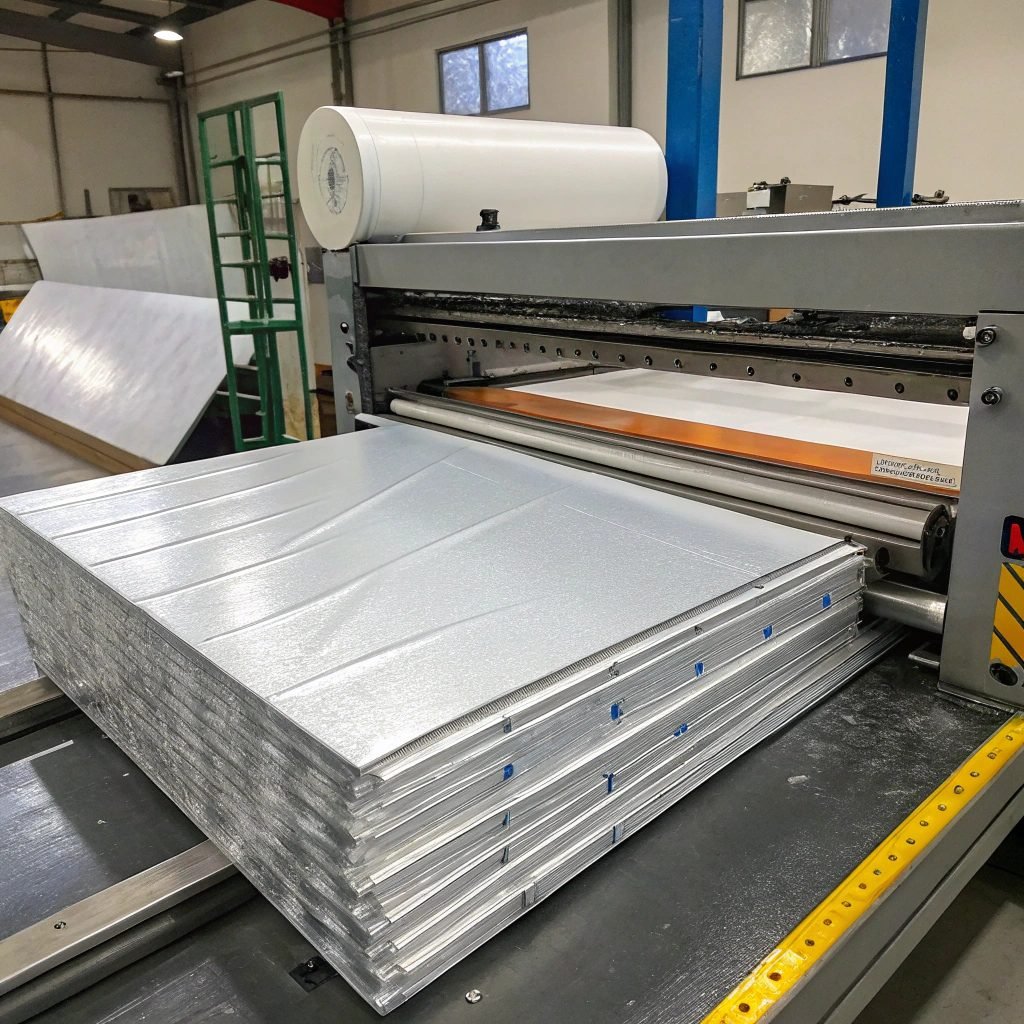 Aluminum laminated foam sheets cut by machine