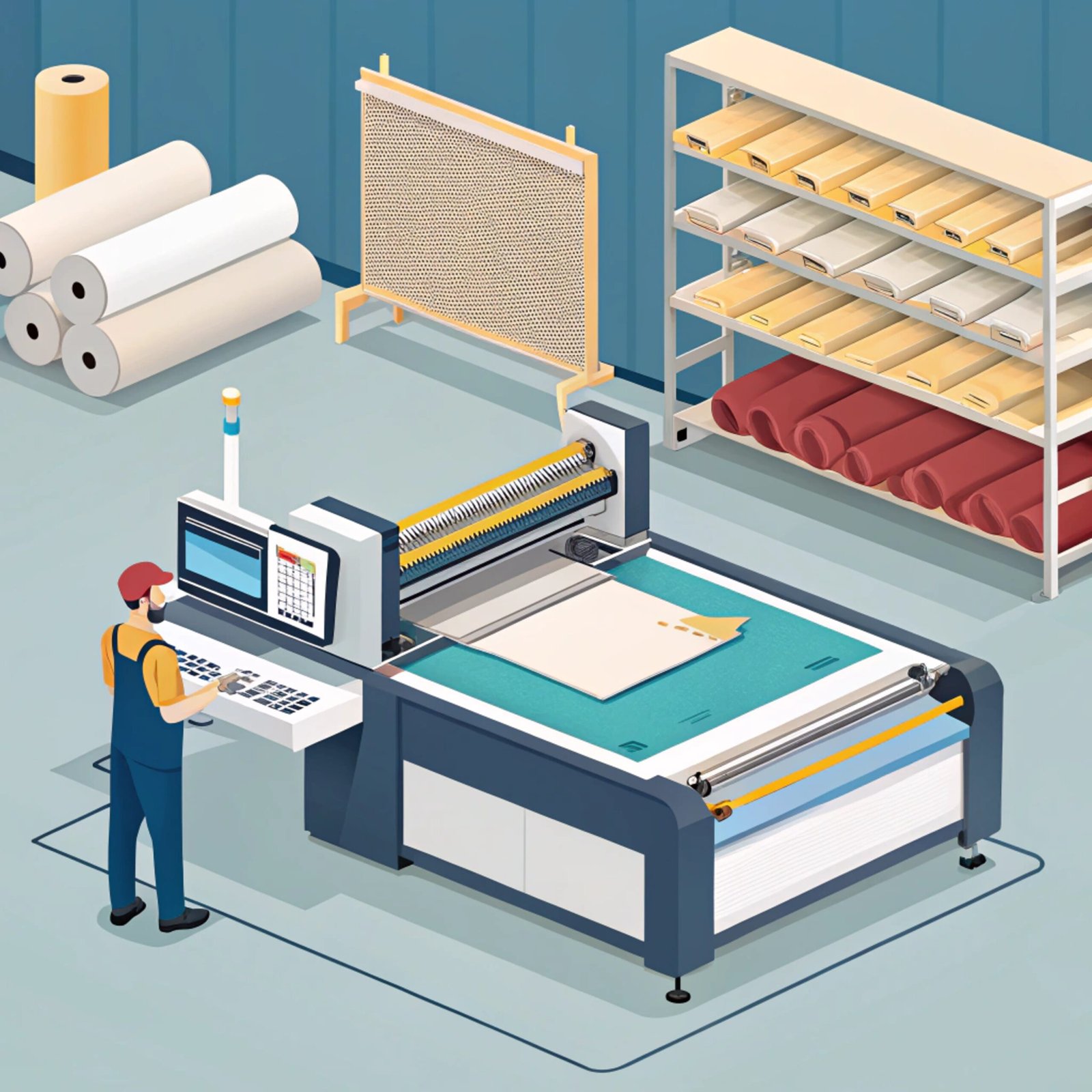 Automated cutting machine in textile factory