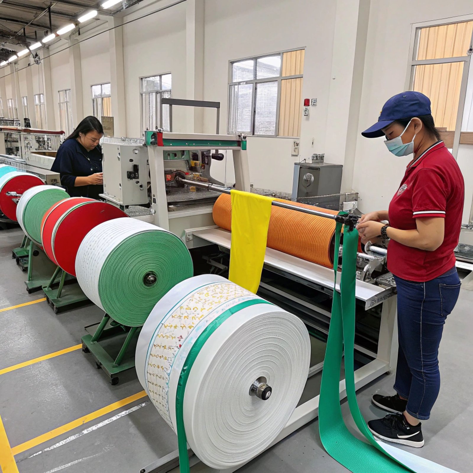 Textile webbing printing machine with control panel