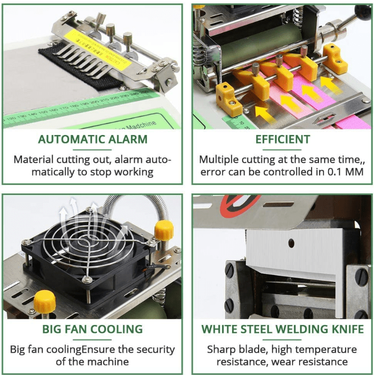 Automated cutting machine with control panel and safety features