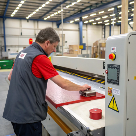 Emergency Stop Emergency stop feature on Velcro cutter for operator protection