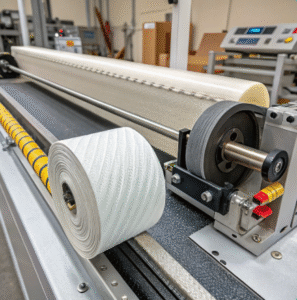 Set of professional Velcro cutting tools including digital controllers, tension rollers, and heat blades.
