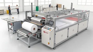 High-tech rotary packaging machinery in an Italian facility with detailed mechanical setup.