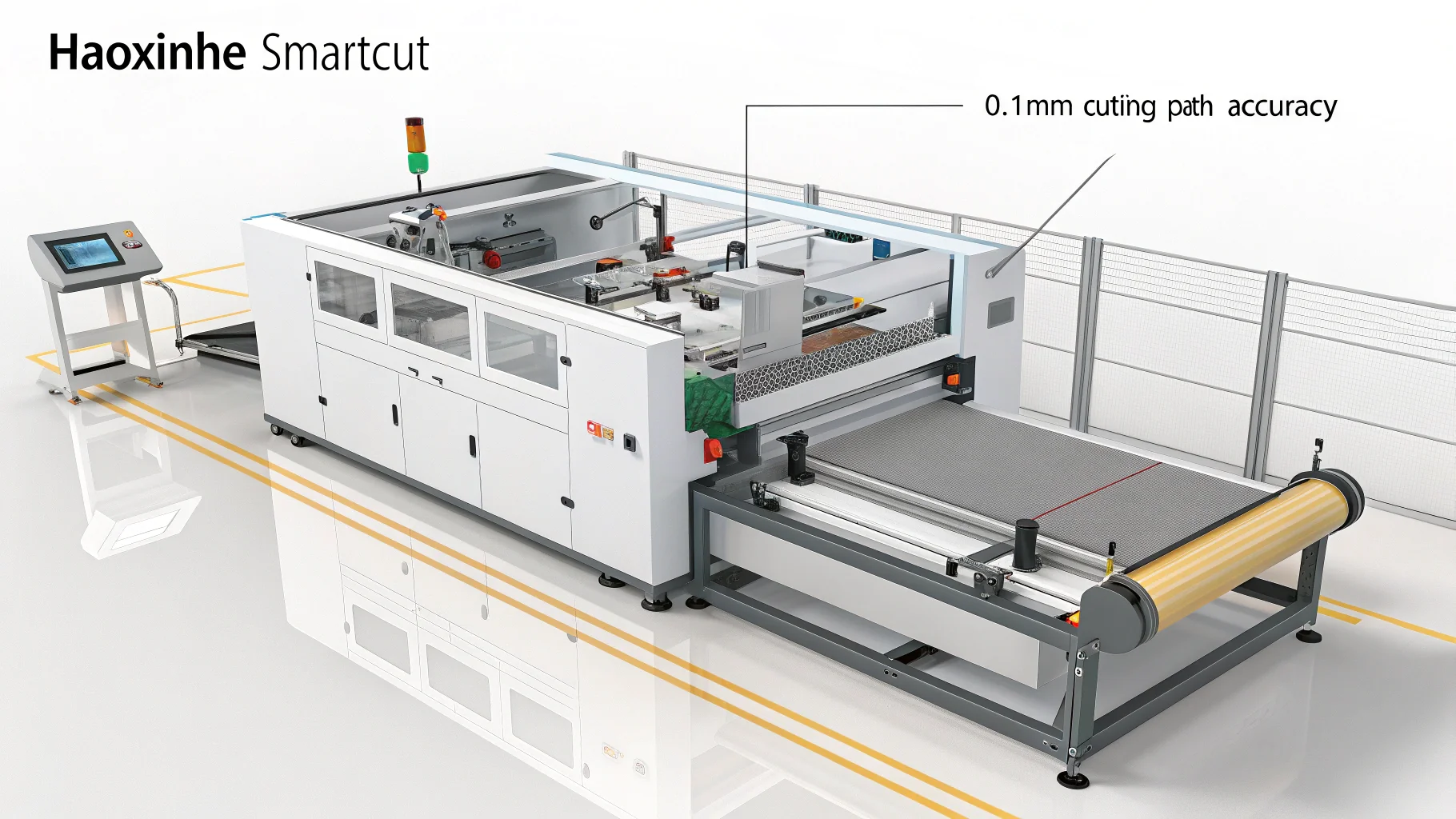High-precision PVC cutting machine in a German automotive setting.