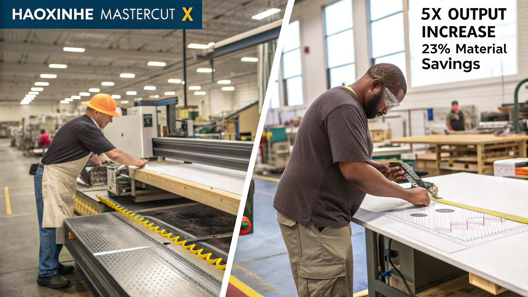 Workers using Haoxinhe Mastercut X for efficient output in factory