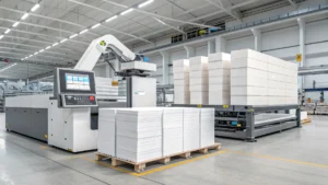 Industrial paper converting plant with machinery in Germany