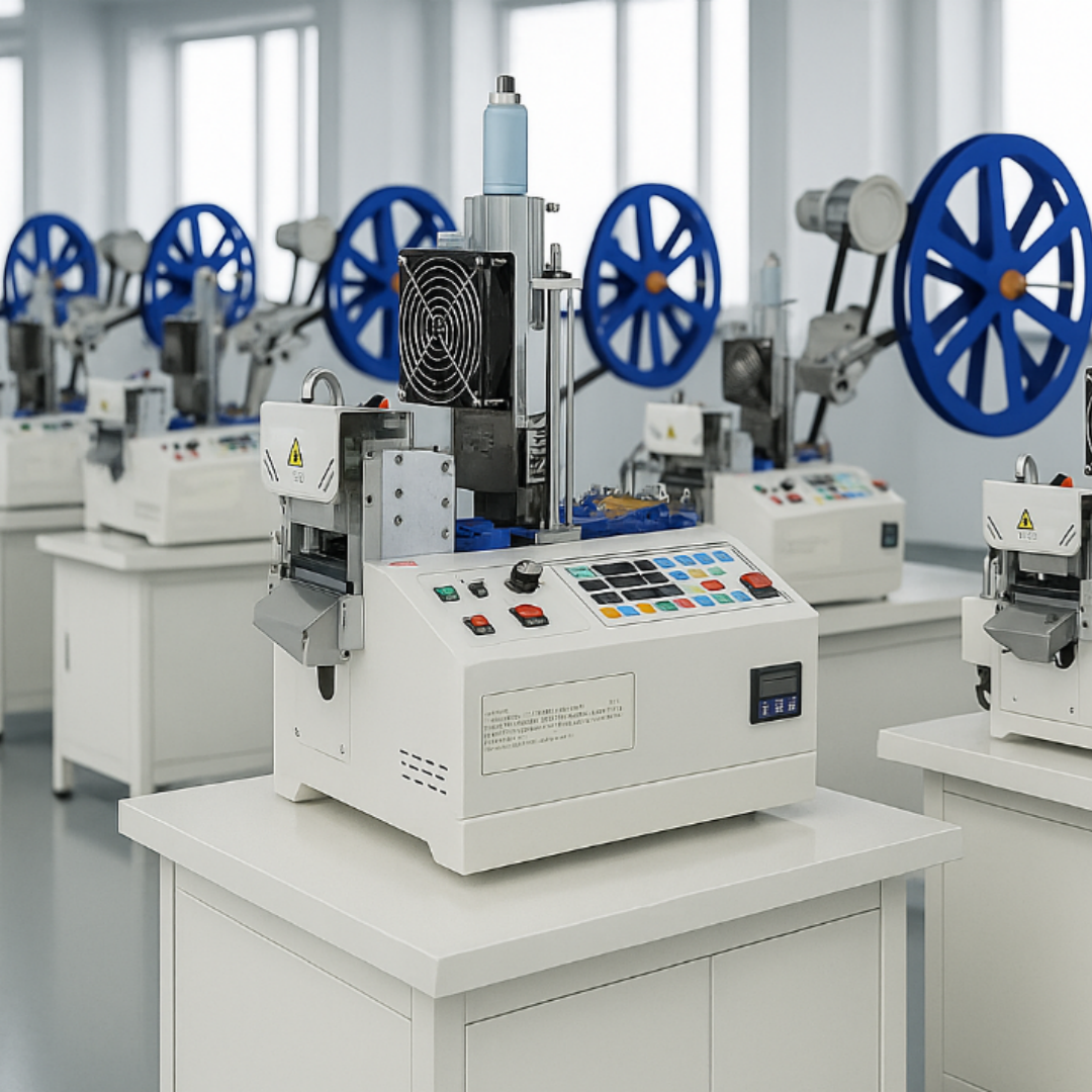 Alt Text 2 Ultrasonic webbing cutting and punching machine for multi function processing