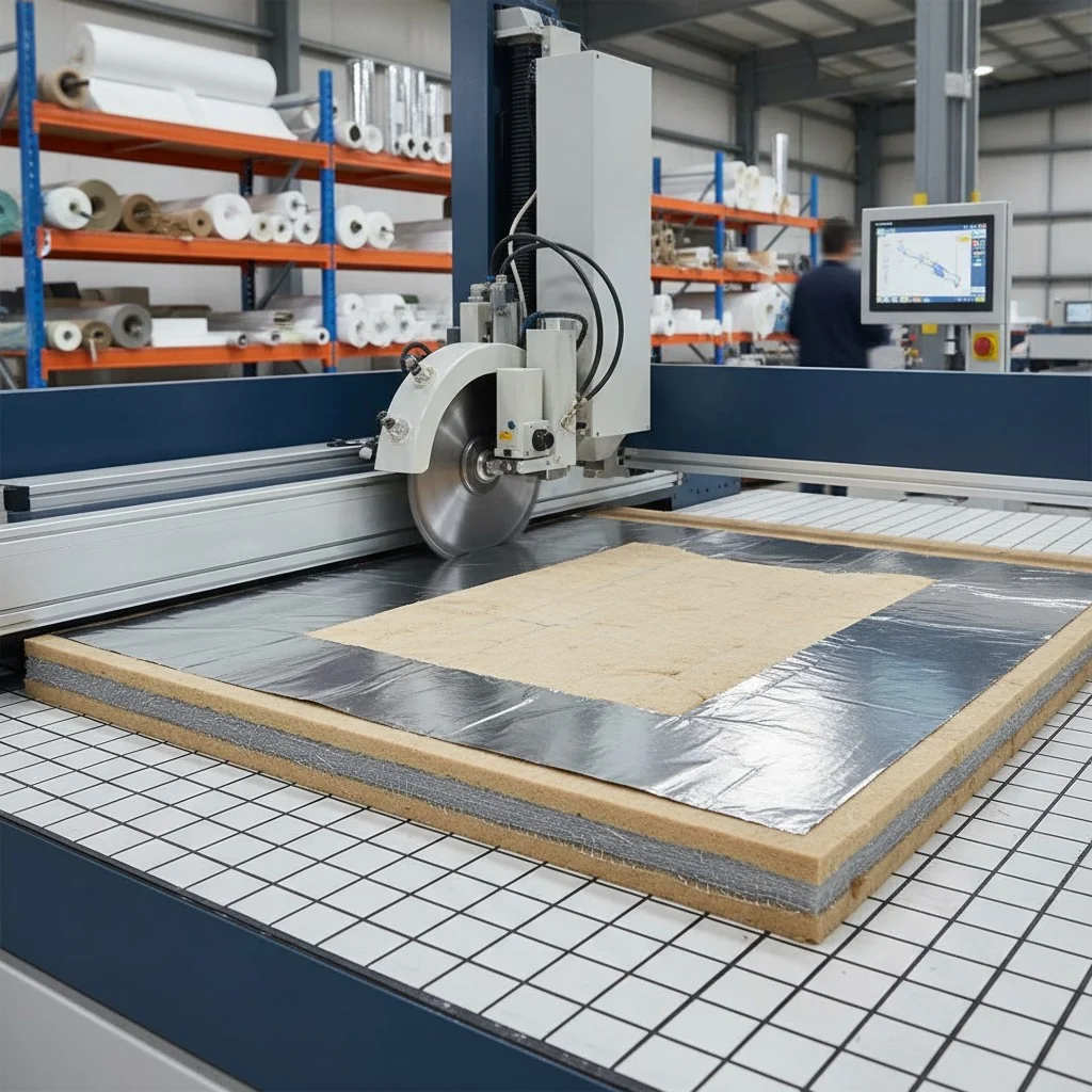 PVC sheet cutting machine in an industrial setting with precision.