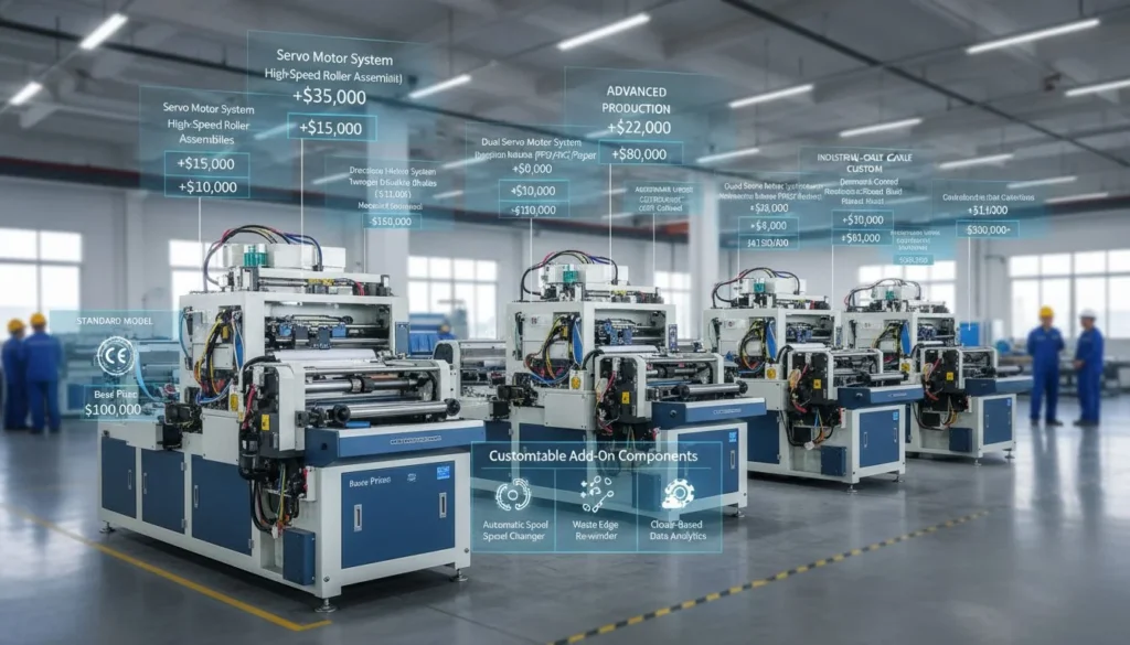 Industrial aluminium foil cutting machines in a factory setting