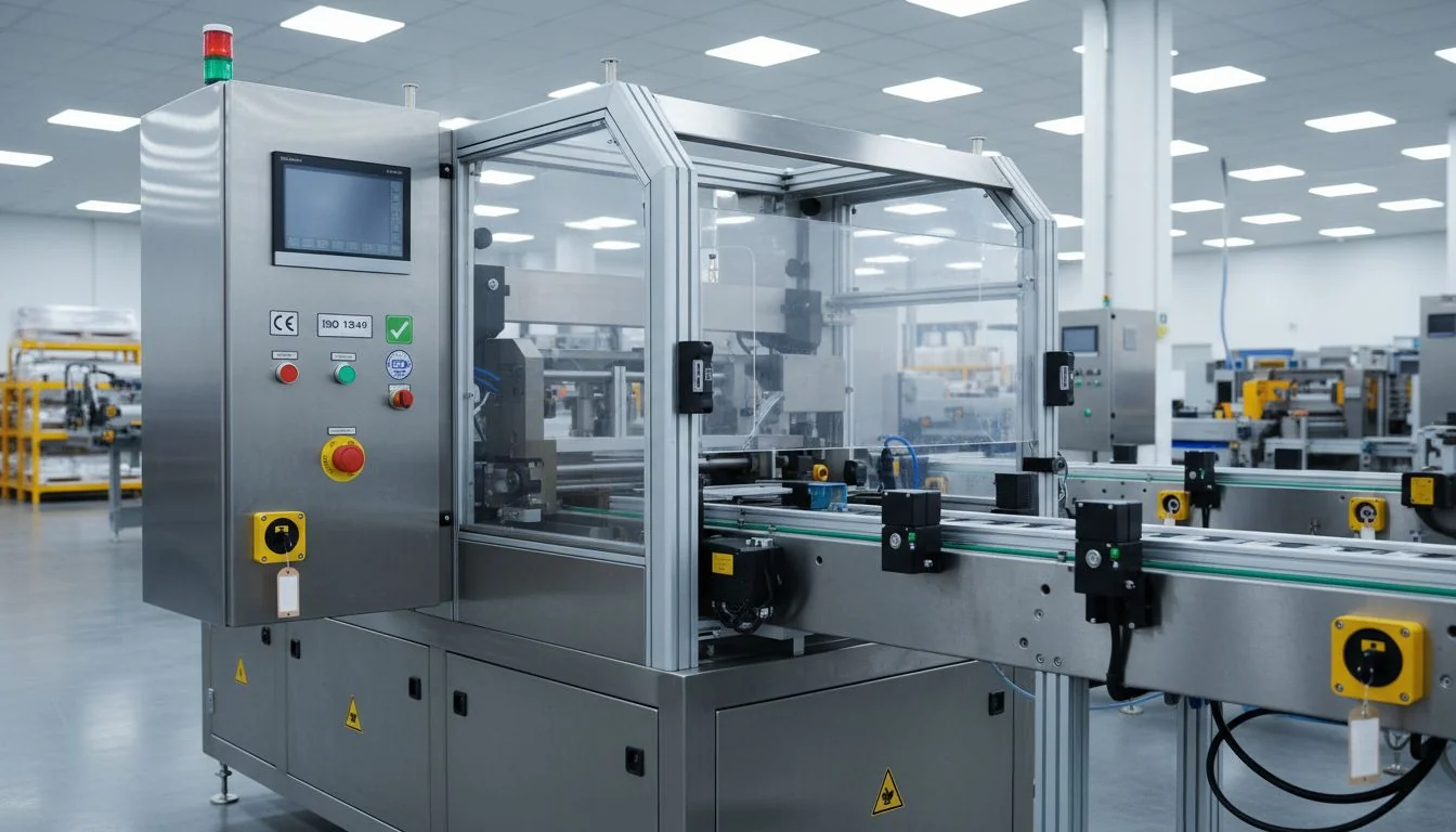 Industrial aluminium foil cutting machine in a modern factory setting.